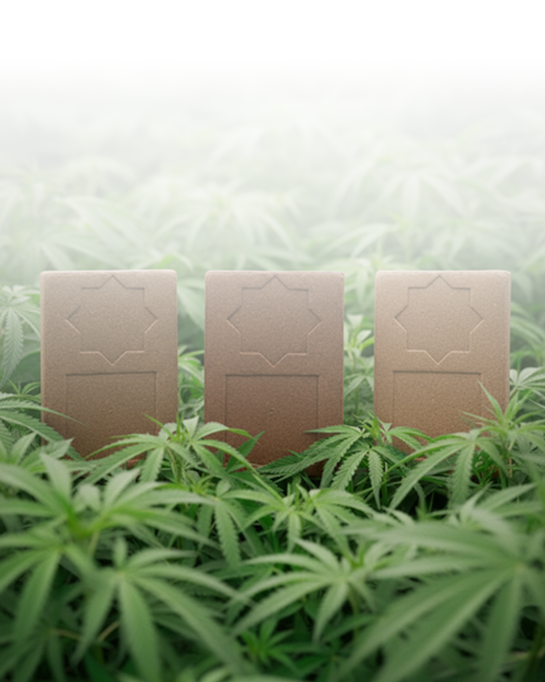 Hash marocain artisanal CBD dans un champ de cannabis du Rif, produit légal et naturel